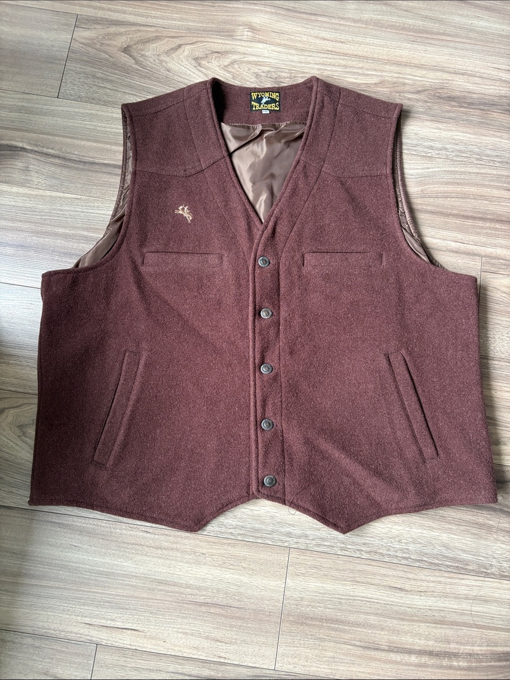 Bintage Wyoming Men's Burgundy 100% Virgin Wool Button Vest